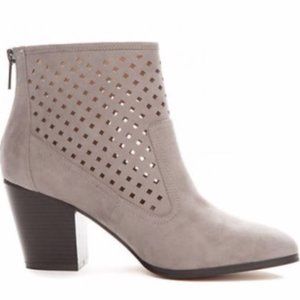Kaari Blue -  Grey Perforated Microsuede Bootie